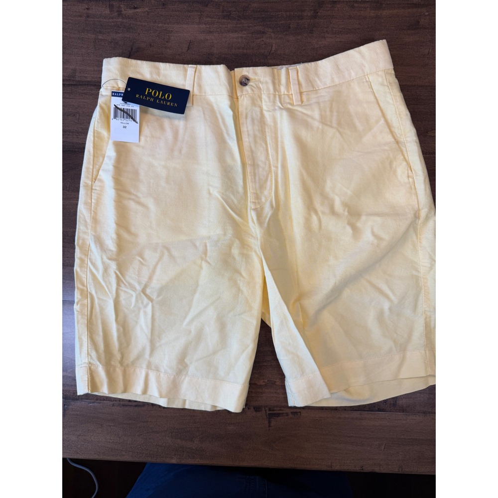 Polo by Ralph Lauren Men's Light Yellow Flat Front Shorts